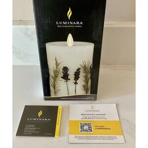 NIB Luminara Flameless Candle Pillar Embedded Rosemary Lavender 3.25"x 6.5" New